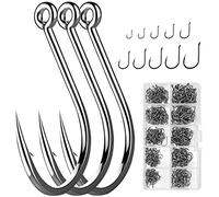 Anzuelos de Pesca,600pcs Anzuelos de Púas Ganchos de Pescados 10 Tamaños Pesca Gancho de Acero al Carbono con Agujero Anzuelos de Pesca Mar para Agua Salada y Agua Dulce con Caja de Plástico-Negro