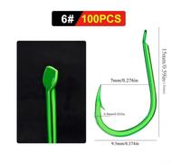 Anzuelos de pesca al aire libre con acero de alto carbono, verde fluorescente para visibilidad, diseño de púas, ideal para diversas técnicas de pesca (6#)