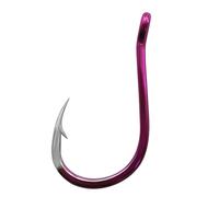 Anzuelos de Pesca Boca torcida con Orificio y Giratorio, 50 Unidades, anzuelos marítima rebaba, ángulo 15°, Recubiertos Color púrpura for en Roca(8#)