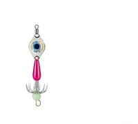 Anzuelos de pesca de calamar que brillan en la oscuridad con luz LED para señuelos de pulpo sin rebaba, diseño de doble paraguas, cuentas luminosas de 8 cm, 5 g, color rosa (rosa)