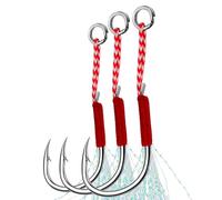 Anzuelos Feather Jig con Doble Anzuelo y Giratorio sólido, 10 Unidades, níquel Blanco, for Pesca de Jigging Lento Desde embarcación en el mar(16# [Pack of 10])