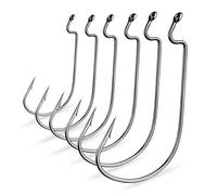 anzuelos, Fish Hooks 10Lot Worm Fishing Jig Crank Big Bass Hook Black High Carbon Steel Barbed for Soft Lure(2 0)