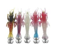 Anzuelos Luminosos para Calamar y camarón, Cebo Suave de PVC, señuelos de Pesca para Pesca Nocturna, Agua Salada, Agua Dulce, Juego de 5 Piezas con Caja de Almacenamiento