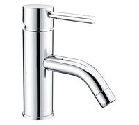 ANZZI Bravo L-AZ030 - Grifo para lavabo de baño de un solo agujero, un solo mango, arco bajo, cromado, pulido, para lavabo, lavabo de cascada, montado en la cubierta, válvula cUPC incluida