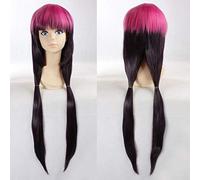 Ao No Exorcist Kamiki Izumo 80cm Largas pelucas de cosplay rectas para mujeres Peluca de cabello falso femenino Rojo oscuro Púrpura Cabello sintético mixto