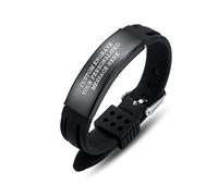 AOAMID - Pulsera de silicona negra grabada con cita de amor, regalo de esposa, pulsera de silicona negra para hombres, papá, hijo, marido