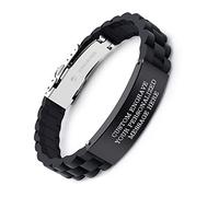 AOAMID - Pulseras personalizadas para hombre con cita de amor grabada de esposa, hijo, papá y mamá, regalo para él, pulsera de silicona negra para marido, novio, hijo o papá.