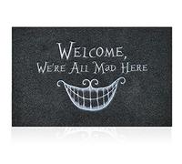 AOAOPQ Divertidos felpudos de bienvenida para interiores con respaldo de goma natural, felpudos sonrientes para entrada, puerta delantera, trasera, pasillo, garaje, entrada, 45 x 70 cm, color negro