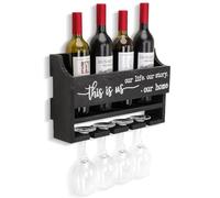 AOAOPQ Estante de vino con colgador de copas de vidrio, estante flotante para colgar en la pared, estante de madera para cocina, comedor, hogar, bar, sala de estar, color negro