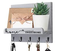 AOAOPQ Sweet Home - Colgador de llaves para montar en la pared con decoración del hogar, 5 llaves pequeñas resistentes para pasillo, entrada, cocina, baño, vestíbulo, oficina, color gris