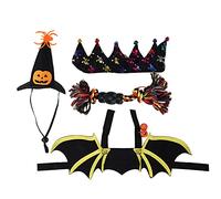 Aoaoy 4 PCS Halloween Pet Cat Dog Bat, Puppy and Cat Up Accesorios para la Decoración de la Fiesta de Cosplay, Disfraz de Mascotas con Campanas de Calabaza para Decoraciones de (S)