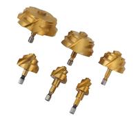 Aoaoy 6 unids Set PPR Levantamiento bit de perforación extendido, 20 25 32 40 50 63 Mm, alta concentricidad, Ti plateado, Taladro de tuberías de agua en espiral, dureza mejorada, perforación precisa
