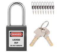 Aoaoy Bloqueo de Seguridad, 10 Conjuntos con el Candado Anticorrosión Aislado de 1,5 Pulgadas con Etiqueta, Nylon & Acero, Llave por Igual, para e Industria, Fabricación de Máquinas (Negro)