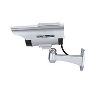 Aoaoy Cámara Falsa con Energía Solar, Diseño, Luz LED Roja, de Pivote Ajustable para Seguridad Interior y Exterior, Adecuada para Cámara Falsa con Energía Solar Plateada, Negra. (Plata)