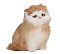 Aoaoy Linda muñeca de gato de peluche de simulación, estatua de gato peluda amarilla realista, felpa suave y ligera simulación muñeca de gato peludo, figura decoración del hogar para el negocio