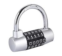 Aoaoy Lock de 5 Dígitos de Bloqueo en Forma de U para Puerta de Maleta con Colores Brillantes, Diseño de Alta Seguridad, Material de Aleación de Zinc (Plata)