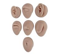 Aoaoy Piercing de silicona, modelo de cuerpo de silicona suave, oreja, nariz, ojo, lengua, ombligo, con soporte de exhibición para ejercicios de perforación, Silicona y acrílico