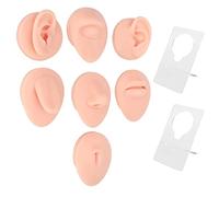 Aoaoy Piercing de silicona, modelo de cuerpo de silicona suave, oreja, nariz, ojo, lengua, ombligo, con soporte de exhibición para ejercicios de perforación, Silicona y acrílico