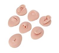 Aoaoy Piercing de silicona, modelo de cuerpo de silicona suave, para oreja, boca, nariz, ojo, lengua, ombligo, con estante de exhibición para práctica de piercings, Silicona y acrílico, No es una