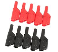 Aoaoy Plugs de Banana de Seguridad Plugs de Banano, 10pcs 4 Mm Seguridad Rojo Completamente Aislado Conectores de Tapones de Plátano Apilables