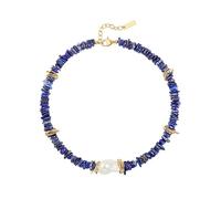 Aobei Pearl Collar Llamativo de Lapislázuli Con perla barroca dorada joyería boho moderna de cuentas azules