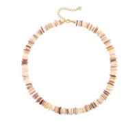 Aobei Pearl Natural Shell Beads Choker Boho Shell Chips Collar para Mujeres Chunky Puka Shell Summer Beach Surfer Joyería 15" + 2"