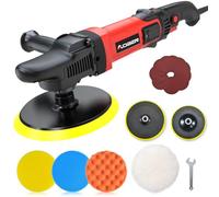 AOBEN - Pulidora de búfer rotatoria de 6/7 pulgadas, kit de cera de pulidor de coche de 1200 W con 6 velocidades variables de 1000 a 3500 RPM y 4 almohadillas para orejas de pulido, mango desmontable