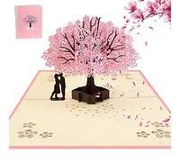 AOBETAK Pop up 3D desplegable con sobre para esposa, marido, novio, novia, pareja romántica bajo el árbol de cereza, tarjetas para boda, Navidad, cumpleaños, aniversario, día de San Valentín