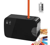 AOBETAK - Sacapuntas eléctrico con batería y red USB, funciona con energía, con contenedor para lápices de 6 a 8 mm, para escuela, hogar, oficina, niños, adultos, color negro