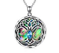 AOBOCO Celtic Tree of Life Collar de plata esterlina 925 árbol de la vida collar de las señoras, la joyería celta regalos de cumpleaños para las mujeres (azul)