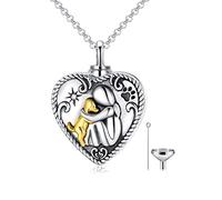 AOBOCO Collar de plata de ley con urna para cenizas, collar de cremación para perros, regalos de joyería para mujeres amantes de los perros