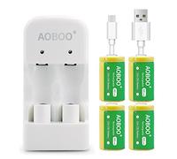 AOBOO Batería recargable CR2 de 3 V 300 mAh, 2 piezas con cargador USB, batería CR2 3 V CR15H270 CR15266 CR15270 (cargador Cr2 de 3 V (4 baterías))