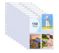 AOBOPLE 150 Fundas Transparentes para Fotos A5,1200 Bolsillos Fundas Cartas de 2,5 x 3,5 Pulgadas para Carpeta A5 de 6 Anillos,Fundas para Tarjetas Coleccionables,Doble Cara de 4 Bolsillo,6,7 x 9,5cm