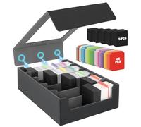AOBOPLE Caja de Almacenamiento de Tarjetas Coleccionables de Más de 3900 con 48 Divisores Coloridos y 5 Soportes de Espuma Funda de Mazo de 5 Filas Caja Cartas para Magia Tarjetas Deportivas Caja
