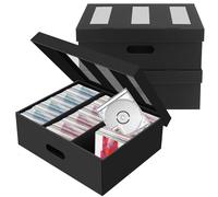 AOBOPLE Caja de almacenamiento para CD, 3 unidades, 3 compartimentos, para 180 CD, en estuche completo, 360 CD en fundas delgadas y 990 CD en fundas de CD/DVD