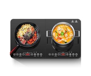 Aobosi Placa de inducción doble,Placas de inducción, control independiente,10 Niveles de Temperatura,Temporizador de 4 horas,3500W,Bloqueo de seguridad
