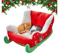 AOBUJDUB Christmas Dog Bed, Christmas Sleigh Dog Bed, Christmas Plush Pet Cozy Nest, for Terrace, RV, Fireplace, Living Room, Bedroom