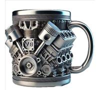 AOBUJDUB Taza de Acero Inoxidable de Motor V8, Motores V8 Copa de Acero Inoxidable, Taza de Café en de Motor Creativo V8 y V6, Duradero y Elegante, Regalo de Moda para Entusiastas(V8)