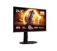 AOC 25G4KUR Monitor Gaming 25 Pulgadas FHD, 400 Hz, Fast IPS, 1 ms GtG, Adaptive Sync, HDR400, G-Sync Compat., Altura Ajustable (1920x1080, 2X HDMI 2.0, 1x DP 1.4, USB-C), Negro/Rojo