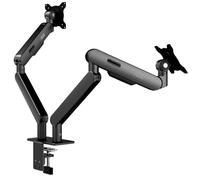AOC AM420G Dual Monitor Stand - Full Adjustable Monitor Desk Mount Swivel Vesa Bracket with C Clamp, Grommet Mounting Base for 17 to 34 Inch Computer Screens - Each Arm Holds 4.4 to 19.8lbs