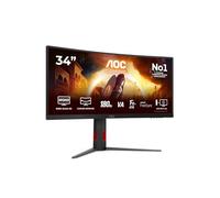 AOC CU34G4 Gaming Monitor 34 Pulgadas 180Hz Panel Fast VA, 1ms GtG, HDR10, Adaptive Sync, Altura Ajustable, (3440x1440 HDMI 2X 2.0 DP 1x 1.4) Negro