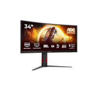 AOC Gaming CU34G4 - Monitor Quad HD de 34 Pulgadas, 180 Hz, 1 ms, FreeSync Prem., HDR10 (2560x1440, 1x HDMI 2.0, 1x DisplayPort 1.4) Negro-Rojo