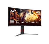 AOC Gaming CU34G4Z - Monitor Curvo WQHD de 34 Pulgadas, 240 Hz, FreeSync Prem., HDR400 (3440x1440, 1ms GtG, 2X HDMI 2.1, 1x DisplayPort 1.4, USB Hub) Negro-Rojo