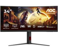 AOC Gaming CU34G4Z - Monitor Curvo WQHD de 34 Pulgadas, 240 Hz, FreeSync Prem., HDR400 (3440x1440, 1ms GtG, 2X HDMI 2.1, 1x DisplayPort 1.4, USB Hub) Negro-Rojo