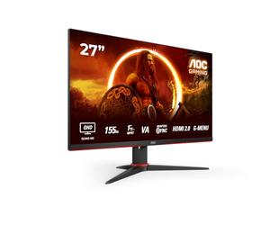 AOC Gaming Q27G2E/BK - Monitor QHD de 27", 155 Hz, 1 ms MPRT, Plano, FreeSync Premium (VA, 2560x1440, HDMI, DisplayPort) negro/rojo