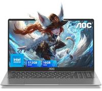 AOC Ordenador Portatil con Intel 7 [Supera al Celeron] (hasta 3,6 GHz) Notebook 15,6 Pulgadas, 16GB RAM 512GB SSD(hasta 2TB), 1080P, Portátil Negocios, 5G WiFi,BT5.2,Tipo C,USB,HDMI,Carcasa Metálica