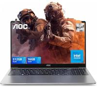 AOC Ordenador Portátil con N97(hasta 3,6 GHz) Notebook 15,6 Pulgadas, 16GB RAM 512GB SSD(hasta 2TB), PC Portátil Officina,USB3.2,BT5.0,WiFi,Typo C,Negocios Metalico