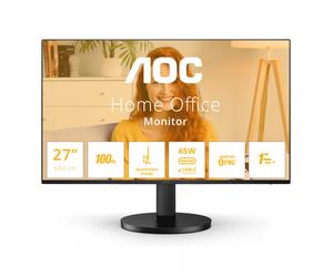 AOC Q27B3CF2 27" QHD Monitor with Speakers, Height Adjustable (2560x1440, 100Hz, HDMI 1.4, USB-C 65W PD, USB Hub) - Black