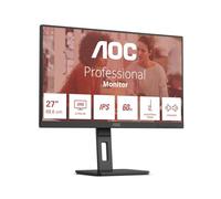 AOC U27E3UF Monitor 27" Ultra HD, WLED, 60Hz, IPS, 4 ms GtG, Adaptive Sync., TUV Low Blue Light, Altavoces, Altura Ajustable (3840x2160, 2X HDMI 2.0, 1x DP 1.2, USB-Hub) Negro