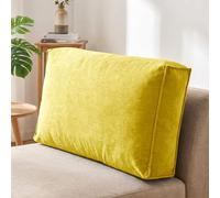 Aocase Cojín Respaldo del Cabecero y Lectura, Lujo Cómodo Desmontable, Almohada De Lectura, Apoyo Lumbar para Cama, Sofá y Silla,Amarillo,90×45×12cm
